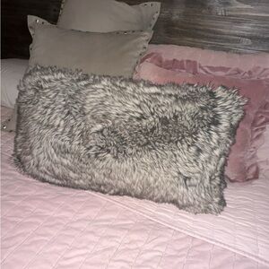 Fuzzy pillow grey furry